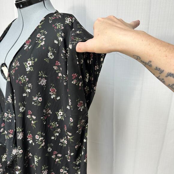 B Collections by Bobeau Floral Kimono Open Front Flowy Boho Duster Sz: L - Picture 2 of 8